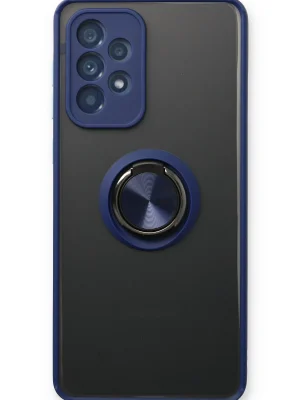 Newface Samsung Galaxy A73 5G Kılıf Montreal Yüzüklü Silikon Kapak - Lacivert