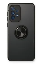 Newface Samsung Galaxy A73 5G Kılıf Montreal Yüzüklü Silikon Kapak - Siyah