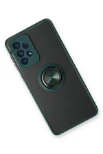 Newface Samsung Galaxy A73 5G Kılıf Montreal Yüzüklü Silikon Kapak - Yeşil - Görsel 2