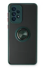 Newface Samsung Galaxy A73 5G Kılıf Montreal Yüzüklü Silikon Kapak - Yeşil