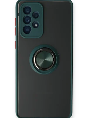 Newface Samsung Galaxy A73 5G Kılıf Montreal Yüzüklü Silikon Kapak - Yeşil