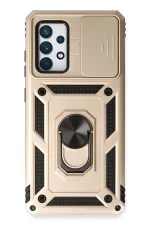 Newface Samsung Galaxy A73 5G Kılıf Pars Lens Yüzüklü Silikon - Gold