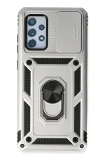 Newface Samsung Galaxy A73 5G Kılıf Pars Lens Yüzüklü Silikon - Gümüş