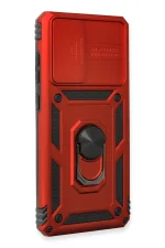 Newface Samsung Galaxy A73 5G Kılıf Pars Lens Yüzüklü Silikon - Kırmızı - Görsel 2