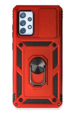 Newface Samsung Galaxy A73 5G Kılıf Pars Lens Yüzüklü Silikon - Kırmızı