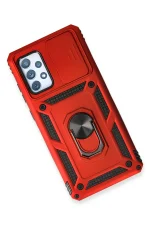 Newface Samsung Galaxy A73 5G Kılıf Pars Lens Yüzüklü Silikon - Kırmızı - Görsel 3