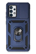 Newface Samsung Galaxy A73 5G Kılıf Pars Lens Yüzüklü Silikon - Lacivert