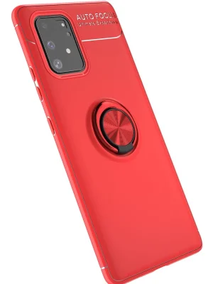 Newface Samsung Galaxy A91 / S10 Lite Kılıf Range Yüzüklü Silikon - Kırmızı