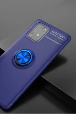 Newface Samsung Galaxy A91 / S10 Lite Kılıf Range Yüzüklü Silikon - Mavi - Görsel 2