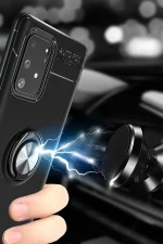 Newface Samsung Galaxy A91 / S10 Lite Kılıf Range Yüzüklü Silikon - Mavi - Görsel 3