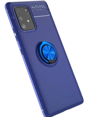Newface Samsung Galaxy A91 / S10 Lite Kılıf Range Yüzüklü Silikon - Mavi