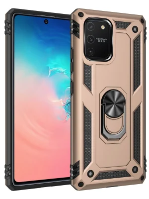 Newface Samsung Galaxy A91 / S10 Lite Kılıf Sofya Yüzüklü Silikon Kapak - Gold