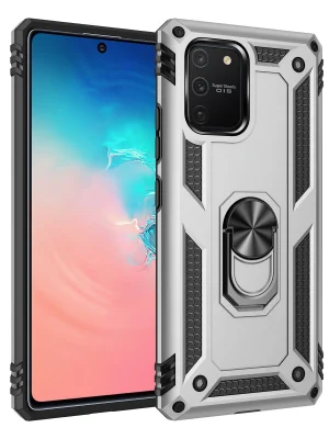 Newface Samsung Galaxy A91 / S10 Lite Kılıf Sofya Yüzüklü Silikon Kapak - Gümüş