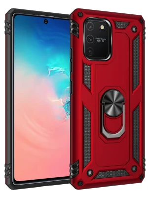 Newface Samsung Galaxy A91 / S10 Lite Kılıf Sofya Yüzüklü Silikon Kapak - Kırmızı