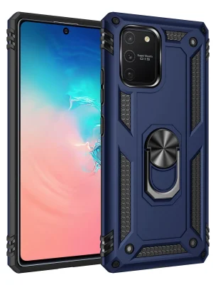 Newface Samsung Galaxy A91 / S10 Lite Kılıf Sofya Yüzüklü Silikon Kapak - Lacivert