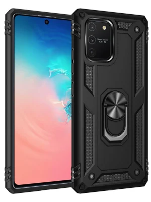 Newface Samsung Galaxy A91 / S10 Lite Kılıf Sofya Yüzüklü Silikon Kapak - Siyah