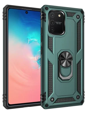 Newface Samsung Galaxy A91 / S10 Lite Kılıf Sofya Yüzüklü Silikon Kapak - Yeşil