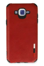 Newface Samsung Galaxy J7 Kılıf Loop Deri Silikon - Kırmızı