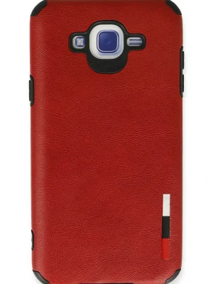 Newface Samsung Galaxy J7 Kılıf Loop Deri Silikon - Kırmızı