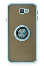 Newface Samsung Galaxy J7 Prime Kılıf Montreal Yüzüklü Silikon Kapak - Buz Mavi