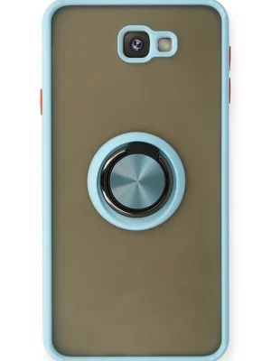 Newface Samsung Galaxy J7 Prime Kılıf Montreal Yüzüklü Silikon Kapak - Buz Mavi