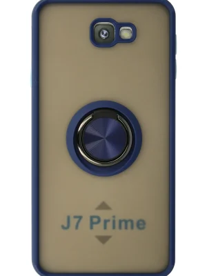 Newface Samsung Galaxy J7 Prime Kılıf Montreal Yüzüklü Silikon Kapak - Lacivert