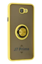 Newface Samsung Galaxy J7 Prime Kılıf Montreal Yüzüklü Silikon Kapak - Sarı - Görsel 2