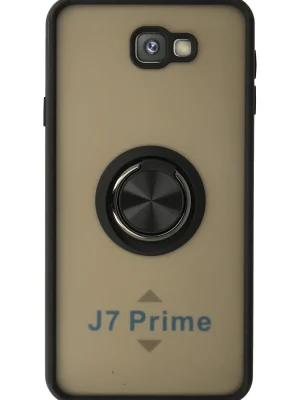 Newface Samsung Galaxy J7 Prime Kılıf Montreal Yüzüklü Silikon Kapak - Siyah