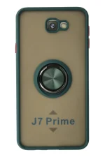 Newface Samsung Galaxy J7 Prime Kılıf Montreal Yüzüklü Silikon Kapak - Yeşil