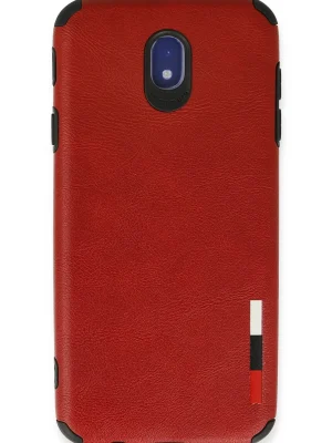 Newface Samsung Galaxy J7 Pro / J730 Kılıf Loop Deri Silikon - Kırmızı
