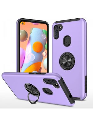 Newface Samsung Galaxy M11 Kılıf Elit Yüzüklü Kapak - Mor