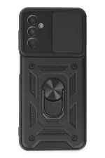 Newface Samsung Galaxy M13 Kılıf Pars Lens Yüzüklü Silikon - Siyah