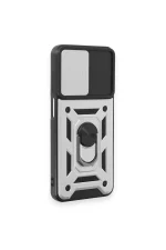 Newface Samsung Galaxy M14 5G Kılıf Pars Lens Yüzüklü Silikon - Gümüş - Görsel 2