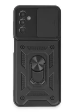 Newface Samsung Galaxy M14 5G Kılıf Pars Lens Yüzüklü Silikon - Siyah
