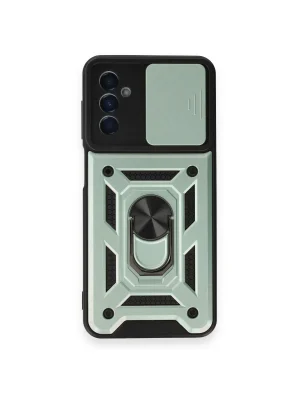 Newface Samsung Galaxy M14 5G Kılıf Pars Lens Yüzüklü Silikon - Yeşil