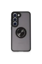 Newface Samsung Galaxy M15 Kılıf Montreal Yüzüklü Silikon Kapak - Siyah