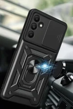 Newface Samsung Galaxy M15 Kılıf Pars Lens Yüzüklü Silikon - Gold - Görsel 4