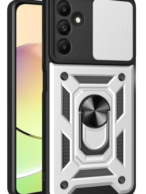 Newface Samsung Galaxy M15 Kılıf Pars Lens Yüzüklü Silikon - Gümüş