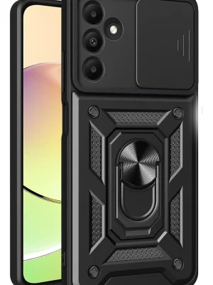 Newface Samsung Galaxy M15 Kılıf Pars Lens Yüzüklü Silikon - Siyah