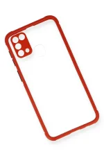 Newface Samsung Galaxy M31 Kılıf Miami Şeffaf Silikon - Kırmızı - Görsel 3