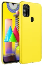 Newface Samsung Galaxy M31 Kılıf Nano içi Kadife Silikon - Sarı