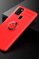 Newface Samsung Galaxy M31 Kılıf Range Yüzüklü Silikon - Kırmızı - Görsel 2