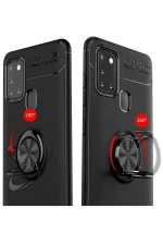 Newface Samsung Galaxy M31 Kılıf Range Yüzüklü Silikon - Kırmızı - Görsel 4
