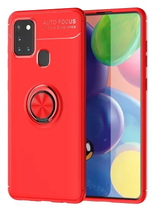 Newface Samsung Galaxy M31 Kılıf Range Yüzüklü Silikon - Kırmızı