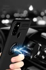 Newface Samsung Galaxy M31 Kılıf Range Yüzüklü Silikon - Kırmızı - Görsel 5