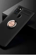 Newface Samsung Galaxy M31 Kılıf Range Yüzüklü Silikon - Siyah-Gold - Görsel 2