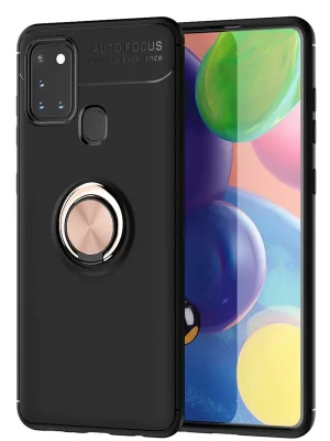 Newface Samsung Galaxy M31 Kılıf Range Yüzüklü Silikon - Siyah-Gold