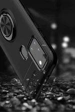 Newface Samsung Galaxy M31 Kılıf Range Yüzüklü Silikon - Siyah-Kırmızı - Görsel 7