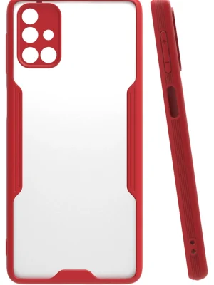 Newface Samsung Galaxy M31S Kılıf Platin Silikon - Kırmızı