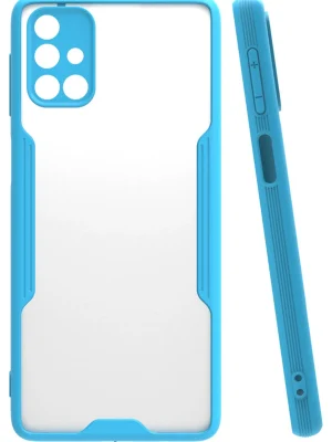 Newface Samsung Galaxy M31S Kılıf Platin Silikon - Mavi